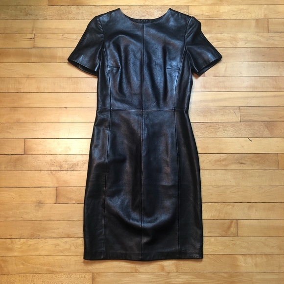 Antonio Melani Black Leather Farrell Sheath Dress - Picture 1 of 6